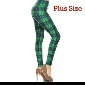 Plus sz 12 14 16 18 plaid print leggings